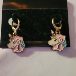 Unicorn earrings with gold tone